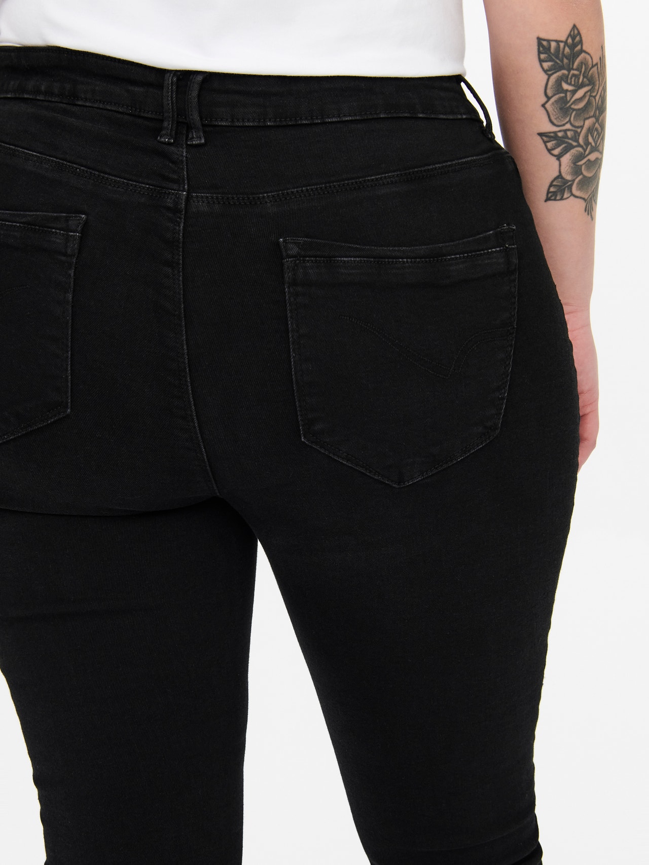 ONLY CARLaola Knee Cut high-waist skinny jeans -Black - 15251164