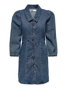 ONLY mini Puff sleeve Denim Dress -Medium Blue Denim - 15251263