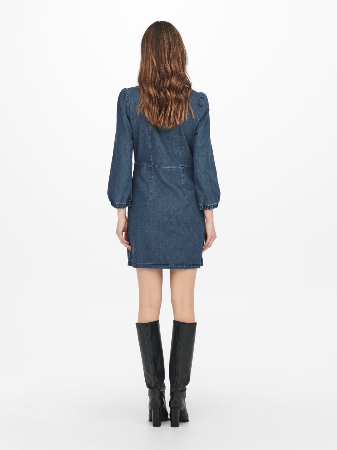 ONLY Normal geschnitten V-Ausschnitt Langes Kleid -Medium Blue Denim - 15251263
