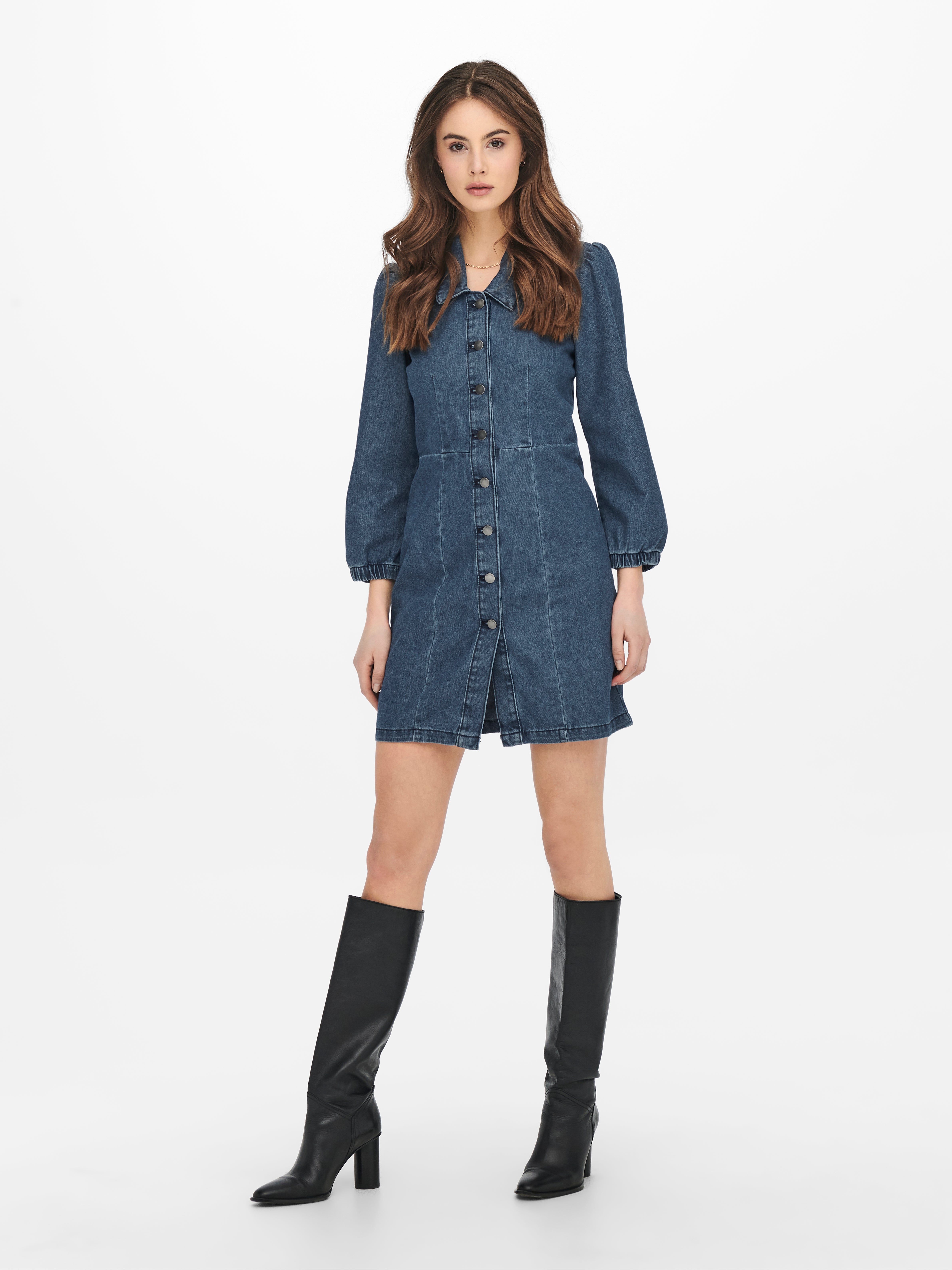 Robe en jean online manche bouffante