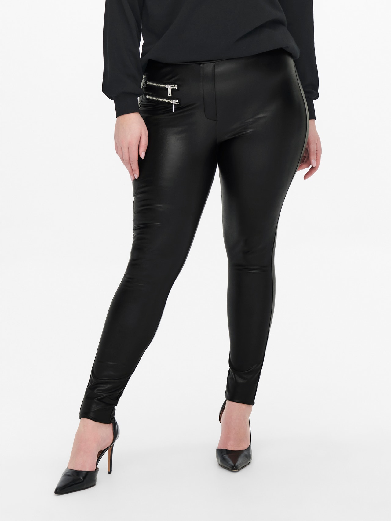PU Leather Leggings Plus Size Solid Color Leggings Slim-fit Women