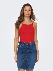 ONLY Tops Slim Fit Col carré -Flame Scarlet - 15251304