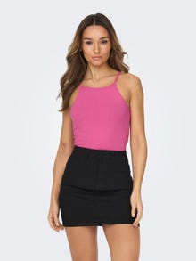 ONLY Slim Fit Square neck Top -Shocking Pink - 15251304