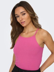 ONLY Tops Slim Fit Col carré -Shocking Pink - 15251304