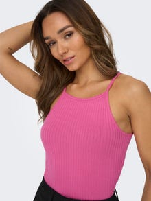 ONLY Tops Slim Fit Col carré -Shocking Pink - 15251304