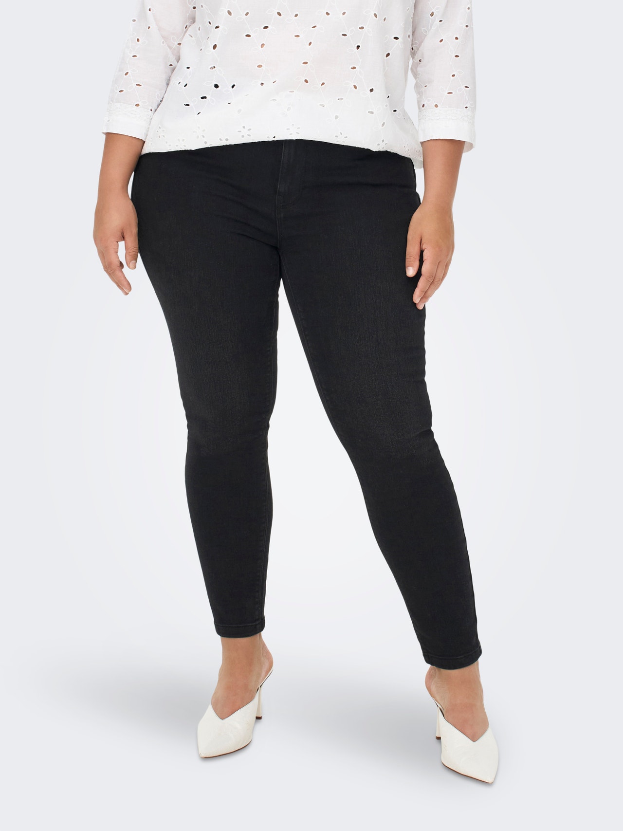 ONLY Skinny Fit Mid waist Jeans -Black Denim - 15251372
