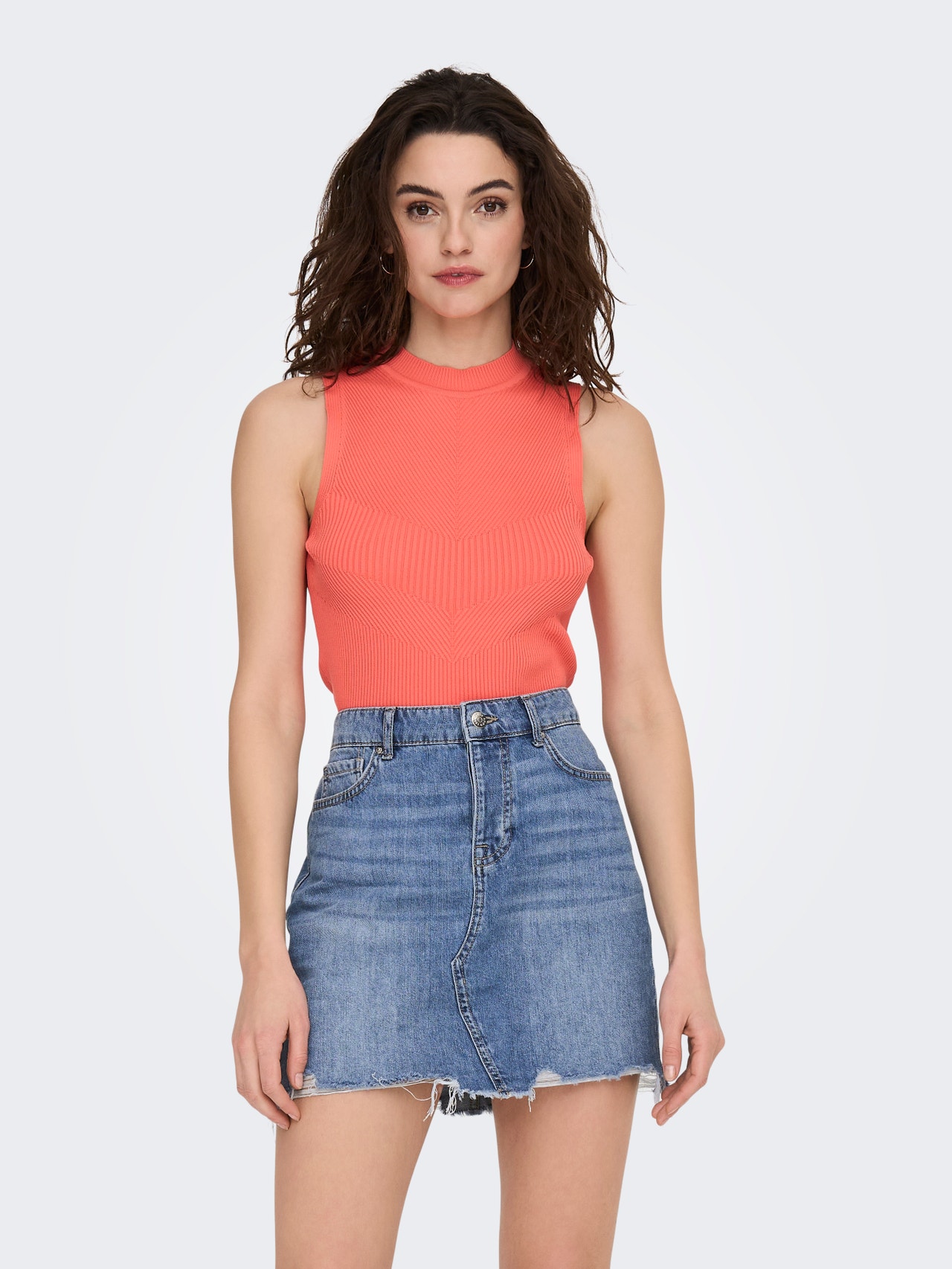 ONLY Top Regular Fit Col rond -Georgia Peach - 15251494