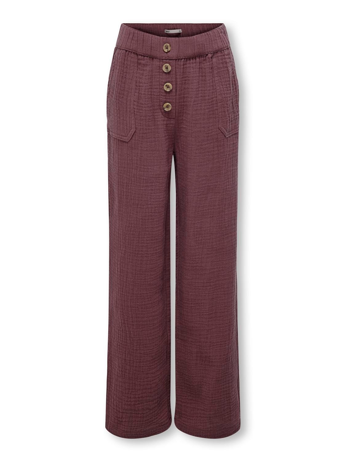 ONLY Wide button detailed Trousers -Rose Brown - 15251518