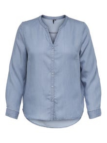 ONLY Regular Fit China Collar Shirt -Light Blue Denim - 15251608