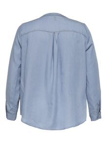 ONLY Normal geschnitten Mandarin Kragen Ärmelbündchen mit Knopf Hemd -Light Blue Denim - 15251608