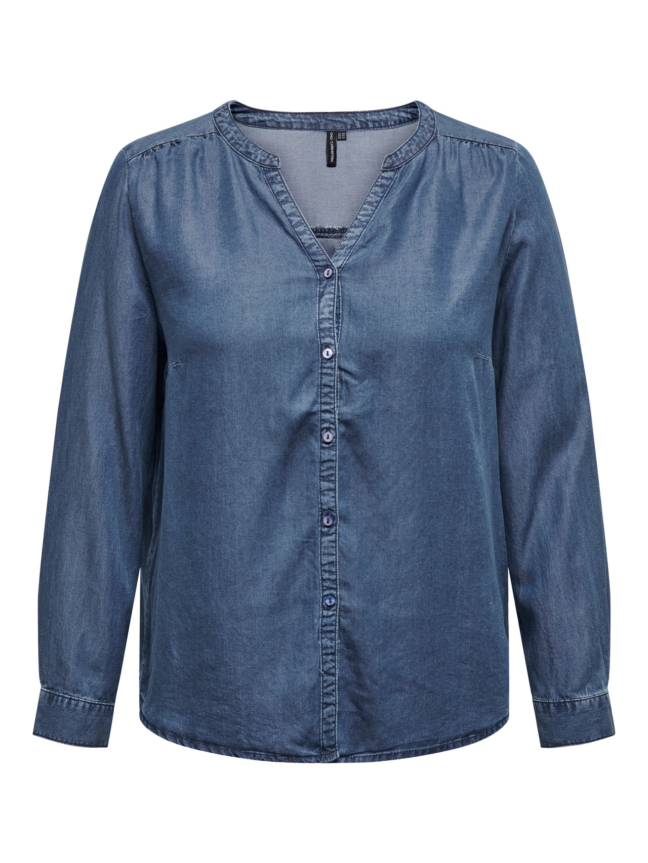 ONLY Regulāra piemērotība Ķīnas apkakle Pogas aproces Krekls -Dark Blue Denim - 15251608