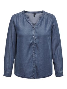 ONLY Regular Fit China Collar Shirt -Dark Blue Denim - 15251608