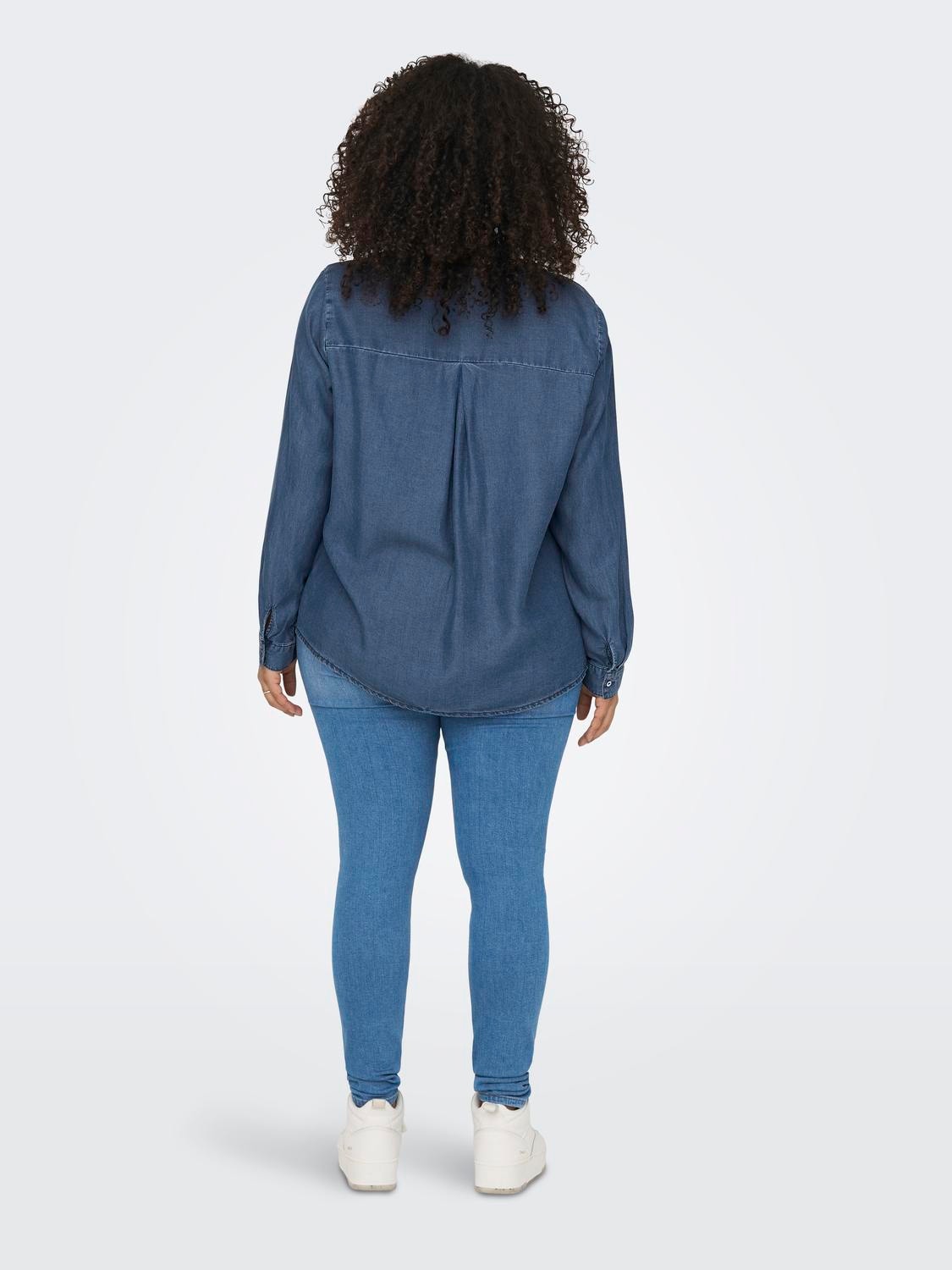 ONLY Regular fit Chinese boord Overhemd -Dark Blue Denim - 15251608