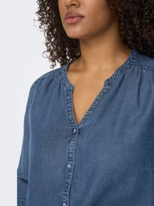 ONLY Normal geschnitten Mandarin Kragen Hemd -Dark Blue Denim - 15251608