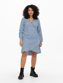 ONLY Curvy Wrap Dress -Light Blue Denim - 15251611