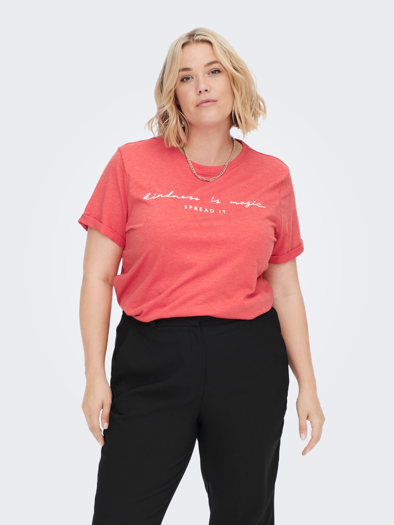 ONLY Curvy o-neck t-shirt -Poppy Red - 15251650