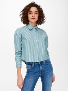 ONLY Box Fit Buttoned cuffs Dropped shoulders Shirt -Simply Green - 15251743