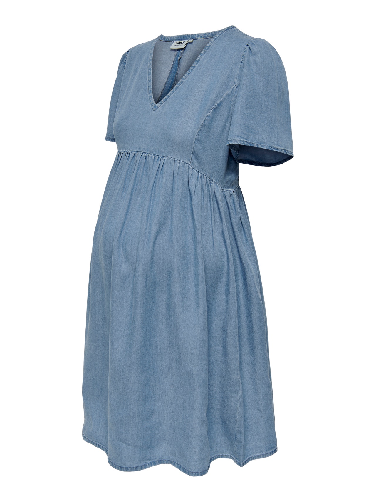 ONLY Regular fit V-Hals Korte jurk -Medium Blue Denim - 15251936
