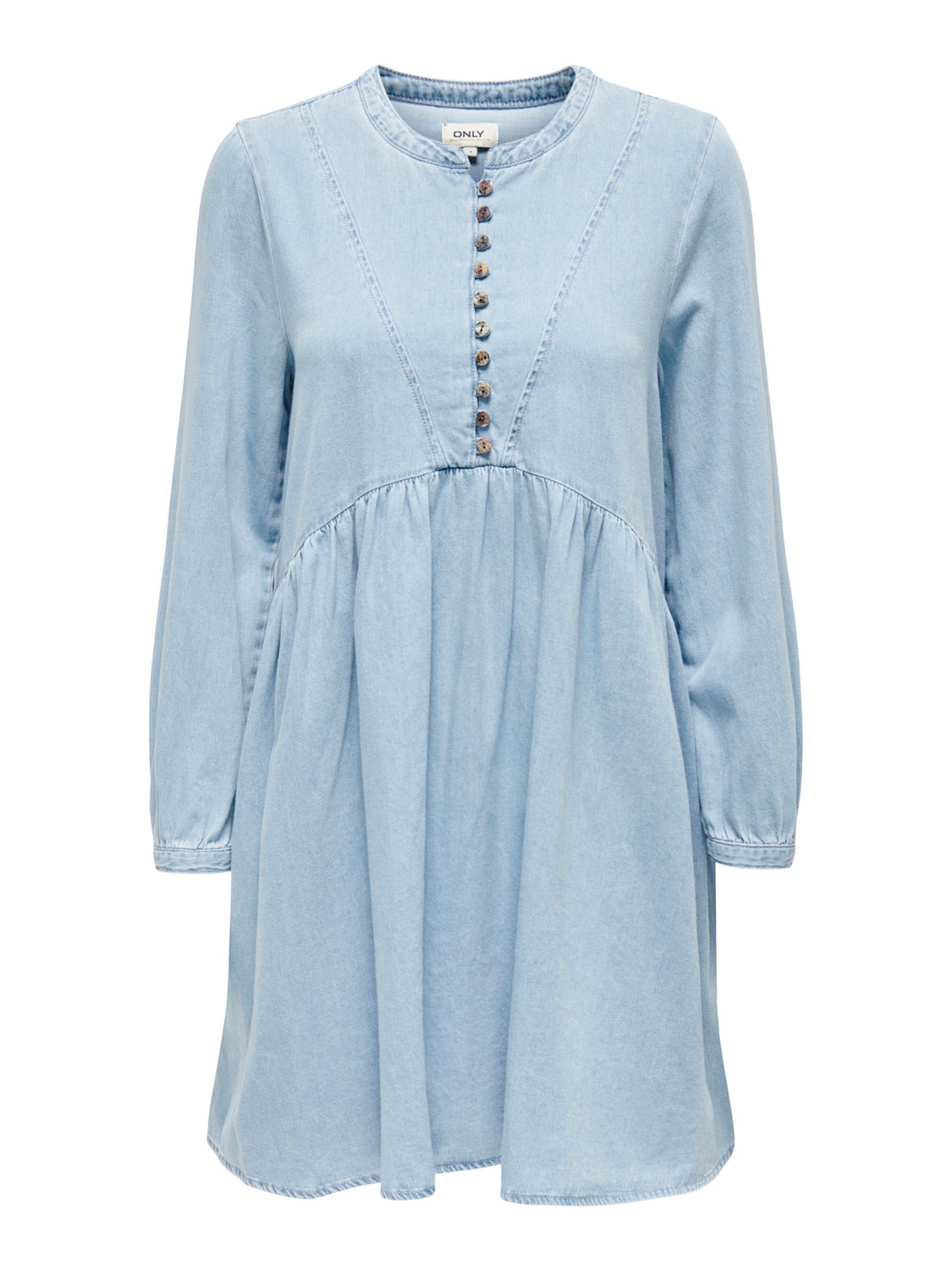 light blue denim long sleeve dress