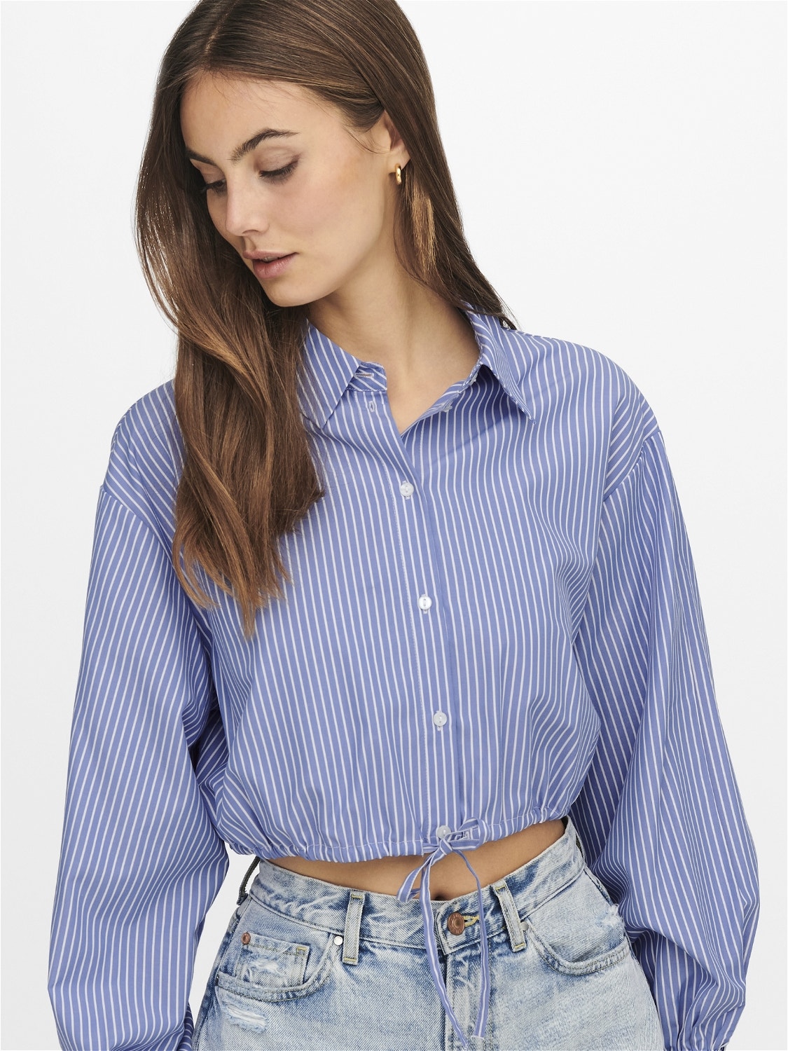 Cropped Shirt, Medium Blue