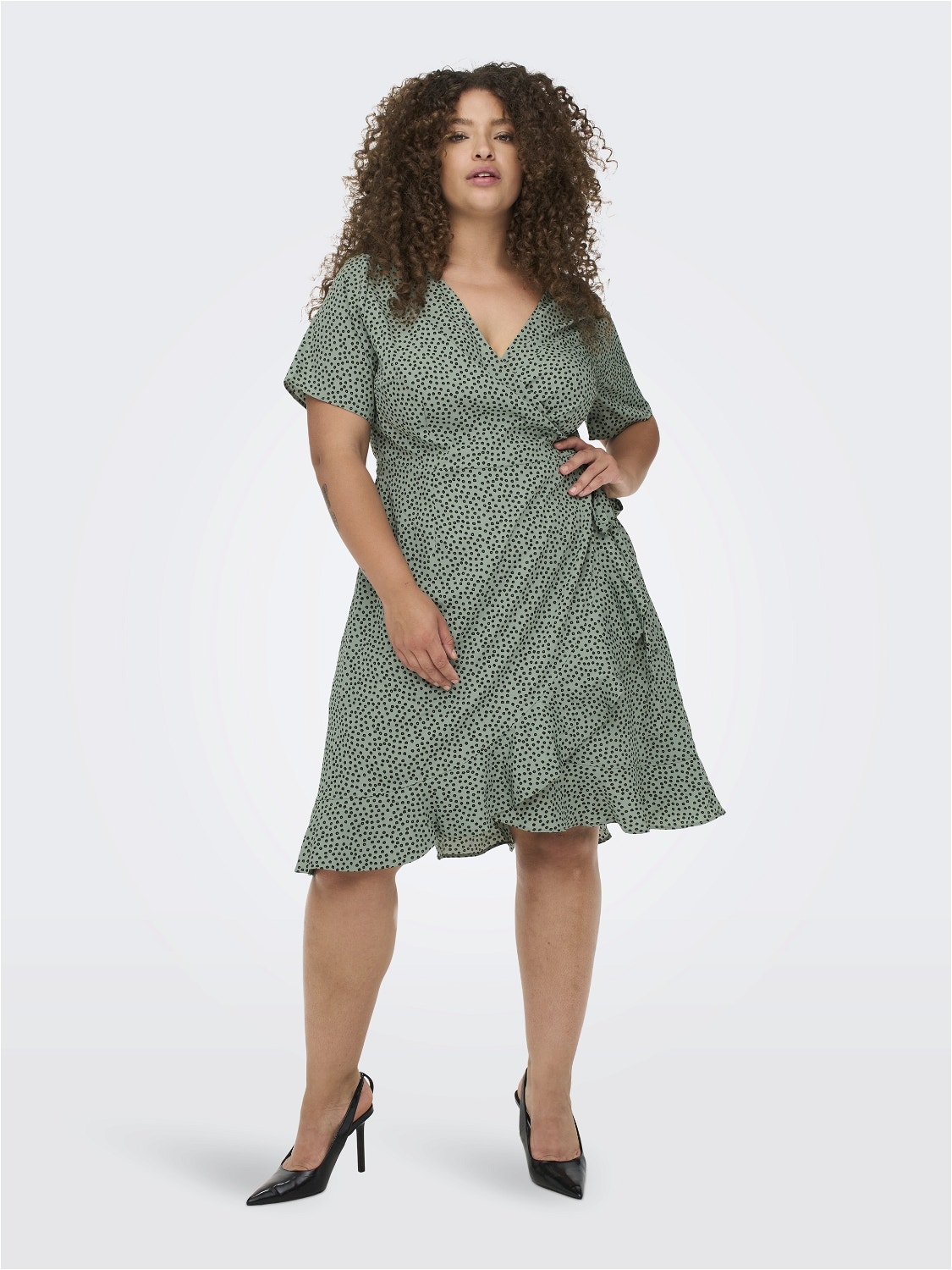 ONLY Curvy mini wrap Dress -Chinois Green - 15252210