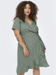 ONLY Regular Fit V-Neck Short dress -Chinois Green - 15252210