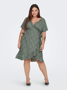 ONLY Regular Fit V-Neck Short dress -Balsam Green - 15252210