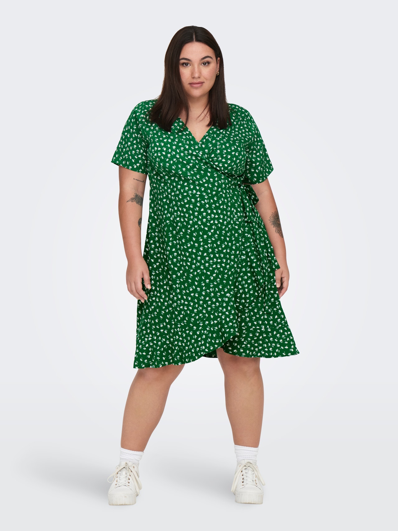 ONLY Curvy mini wrap Dress -Verdant Green - 15252210