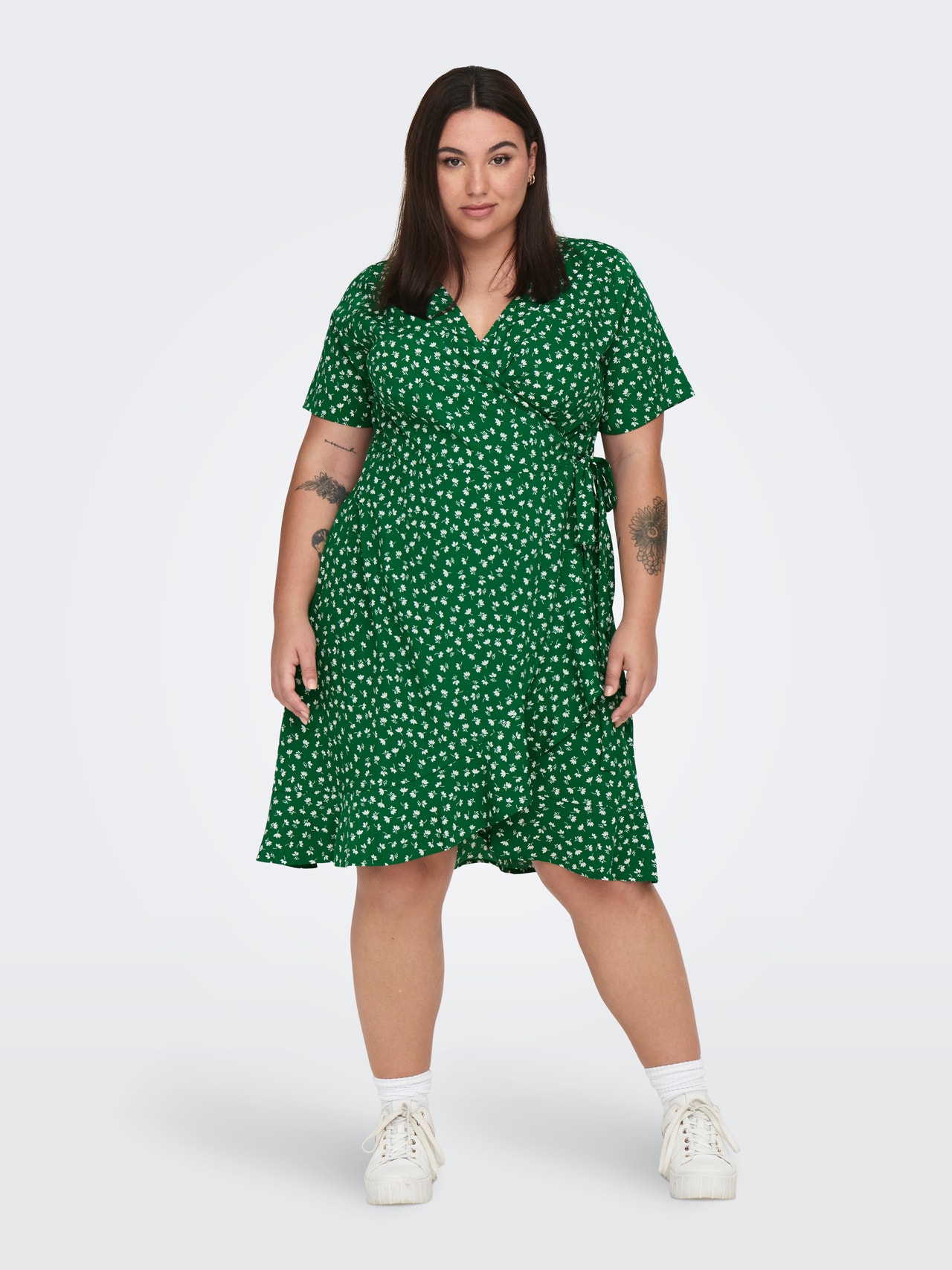 ONLY Regular fit V-Hals Korte jurk -Verdant Green - 15252210