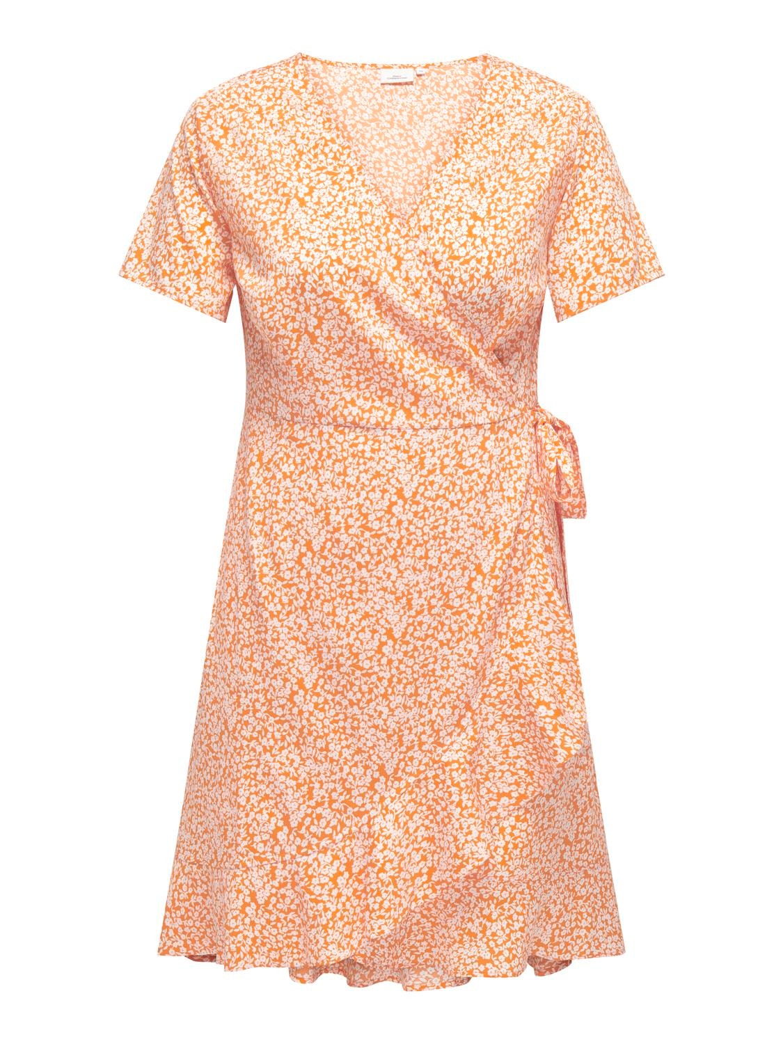 ONLY Cruzado en tallas grandes Vestido -Flame Orange - 15252210