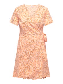 ONLY Robe courte Regular Fit Col en V -Flame Orange - 15252210