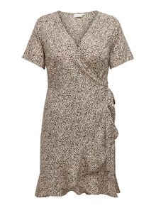ONLY Normal geschnitten V-Ausschnitt Kurzes Kleid -Silver Mink - 15252210
