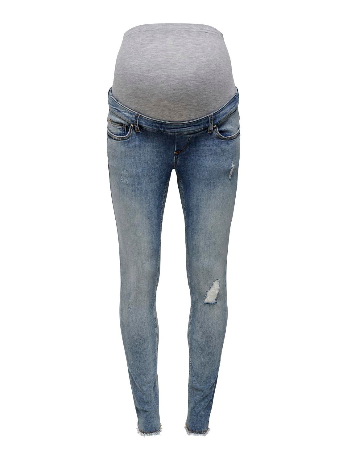 ONLY Skinny Fit Mittlere Taille Offener Saum Jeans -Medium Blue Denim - 15252232
