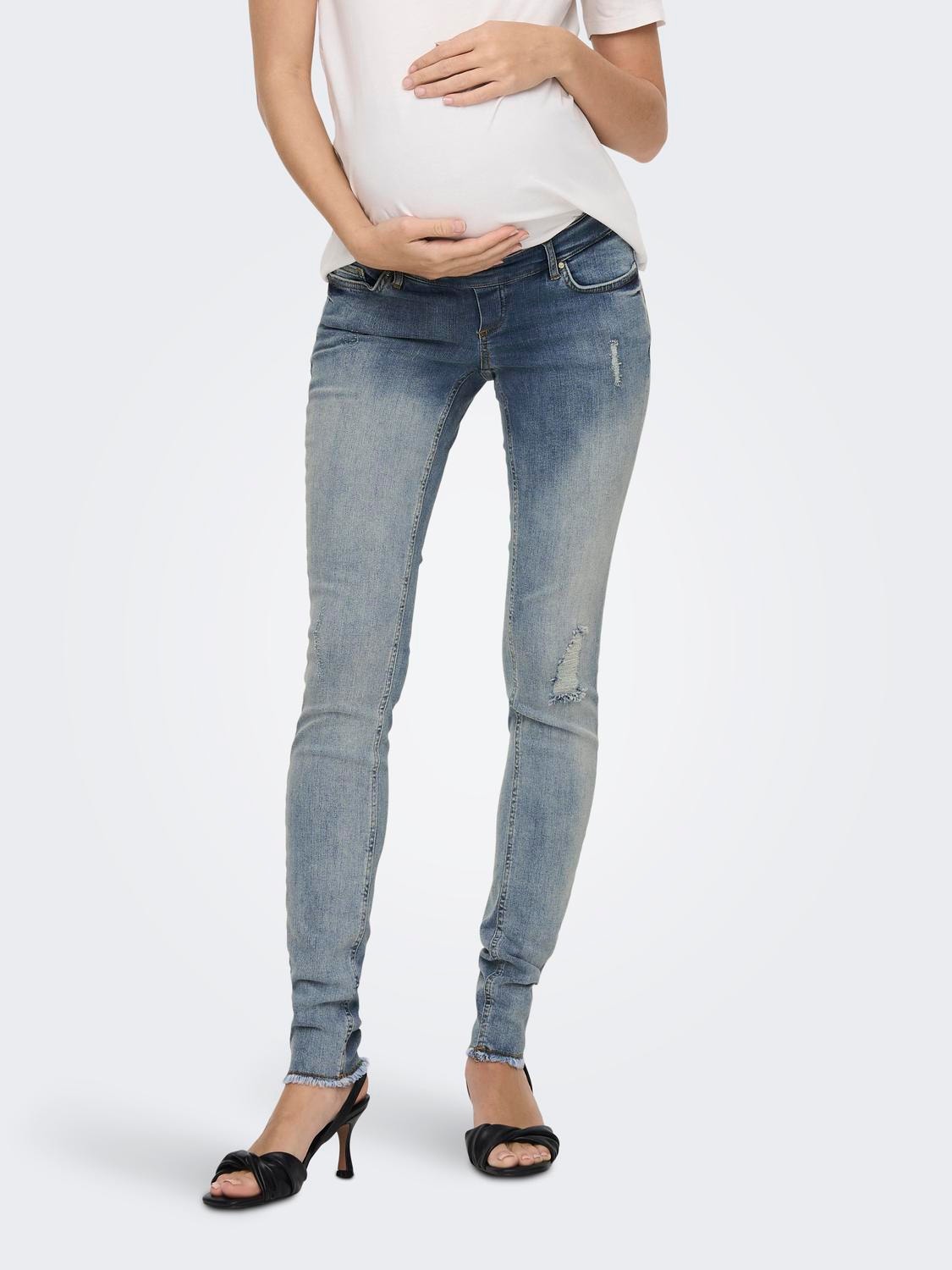 ONLY Skinny Fit Mid waist Raw hems Jeans -Medium Blue Denim - 15252232