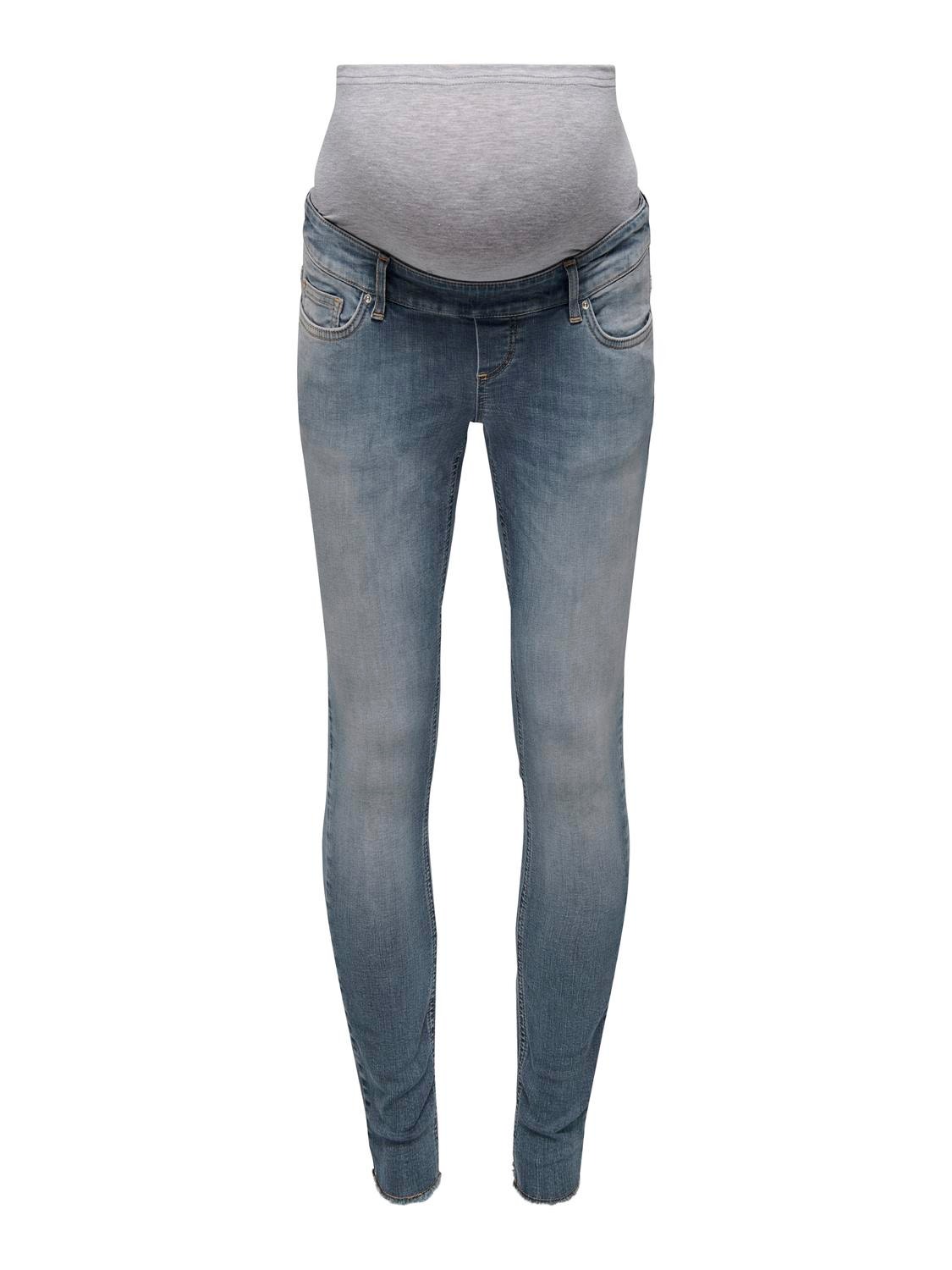 ONLY Skinny fit Mid waist Onafgewerkte zoom Jeans -Special Blue Grey Denim - 15252232
