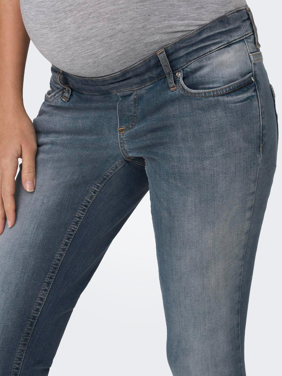 ONLY Skinny fit Mid waist Onafgewerkte zoom Jeans -Special Blue Grey Denim - 15252232