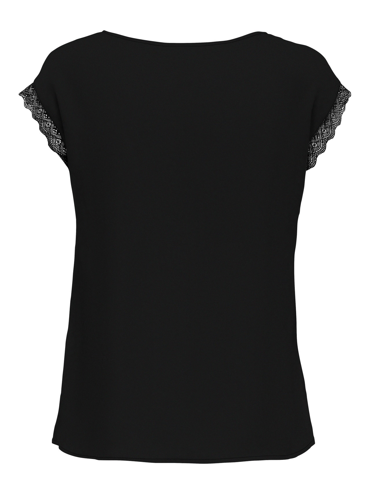 ONLY V-neck top with lace details -Black - 15252241
