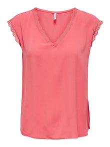 ONLY V-neck top with lace details -Rose of Sharon - 15252241