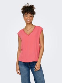 ONLY V-neck top with lace details -Rose of Sharon - 15252241