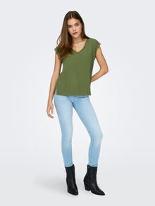 ONLY V-neck top with lace details -Olivine - 15252241