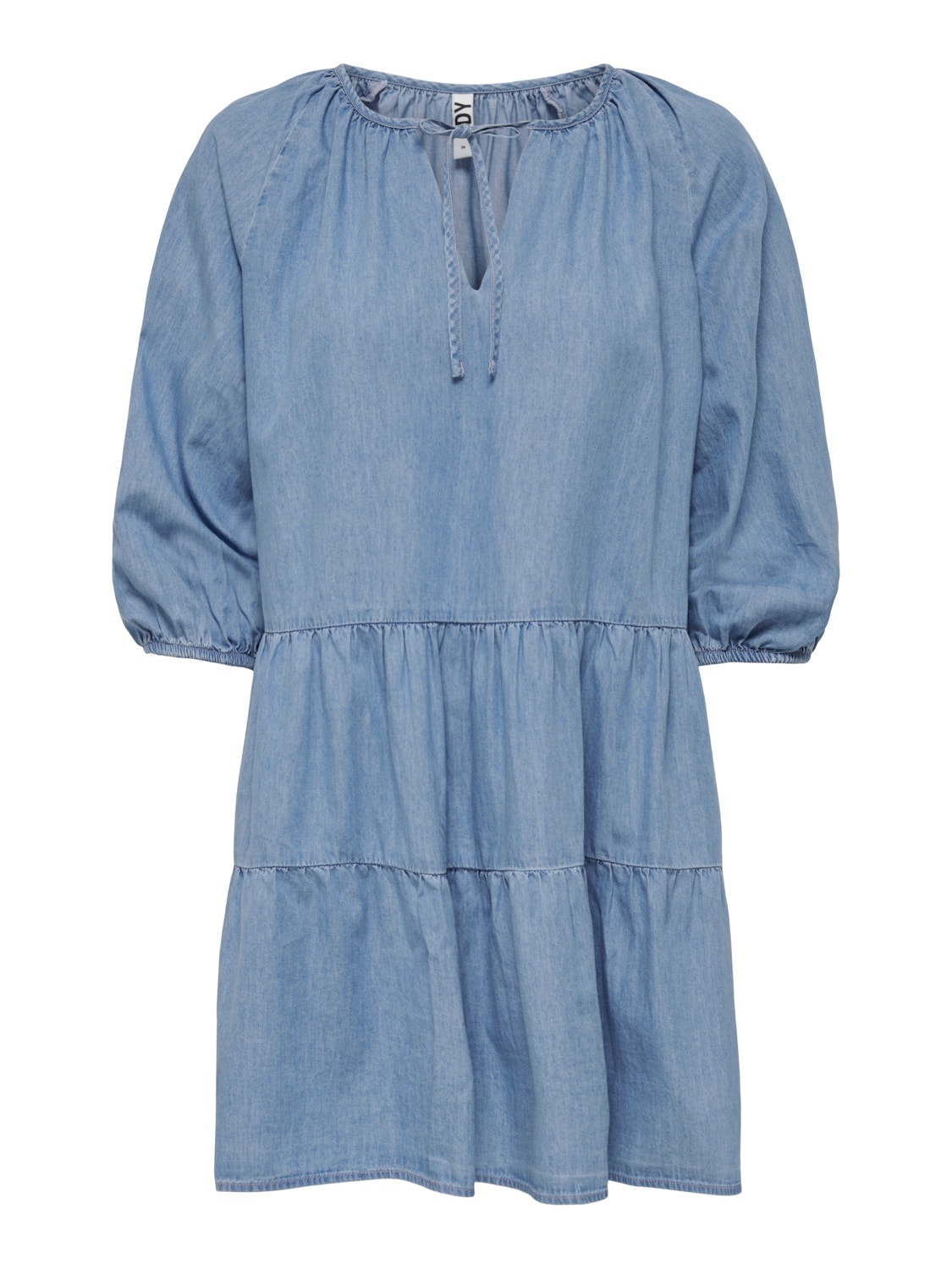 ONLY Robe courte Regular Fit Col rond Poignets ou bas élastiqués Manches volumineuses -Light Blue Denim - 15252307