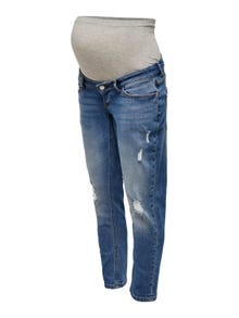 ONLY Straight Fit Destroyed hems Jeans -Medium Blue Denim - 15252397