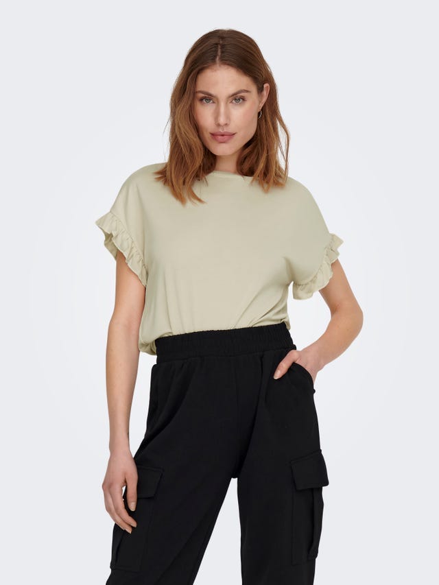 ONLY T-shirt with Frill Details - 15252456