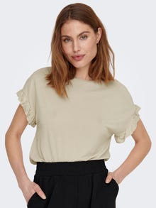 ONLY T-shirt with Frill Details -Sandshell - 15252456