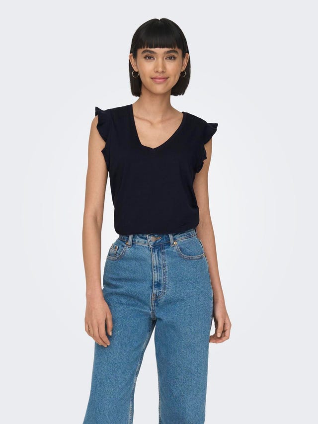 ONLY V-neck Ruffle Top - 15252469