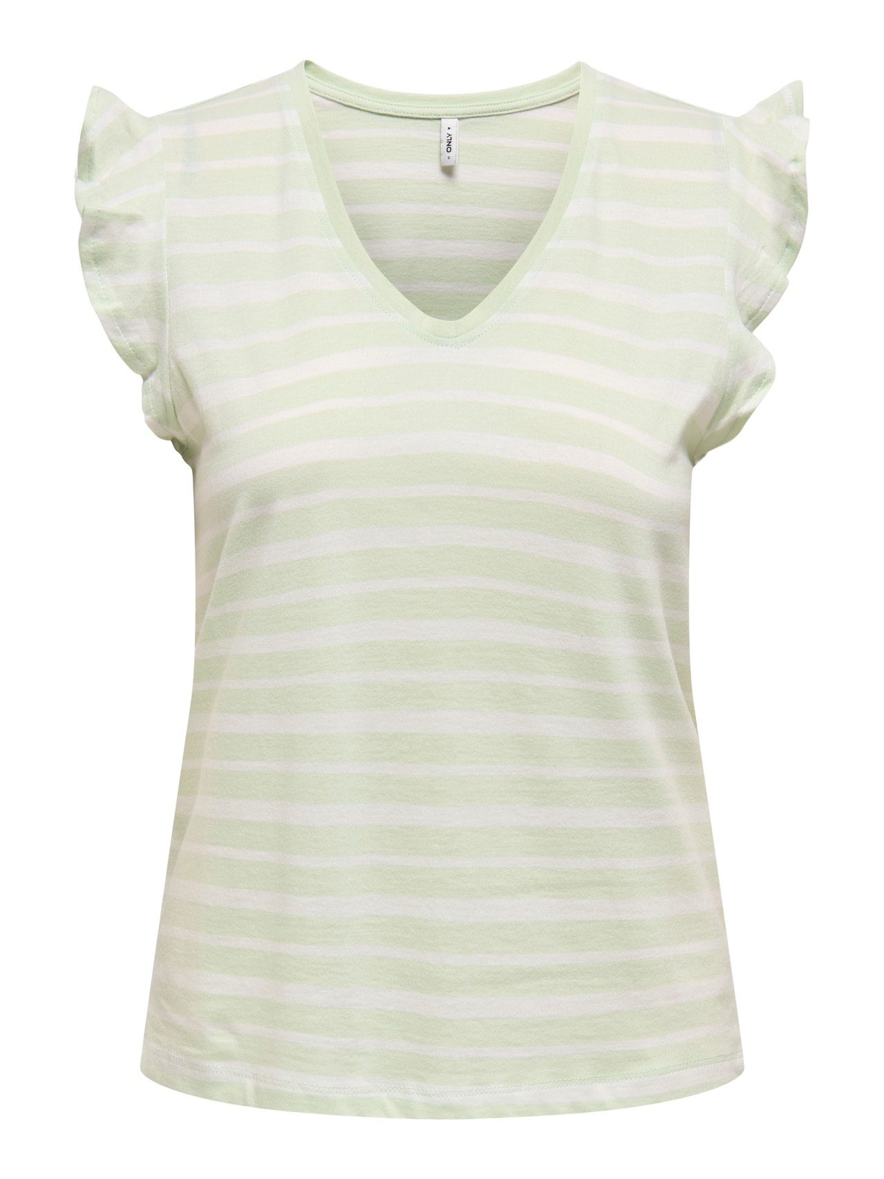 ONLY V-neck Ruffle Top -Subtle Green - 15252469