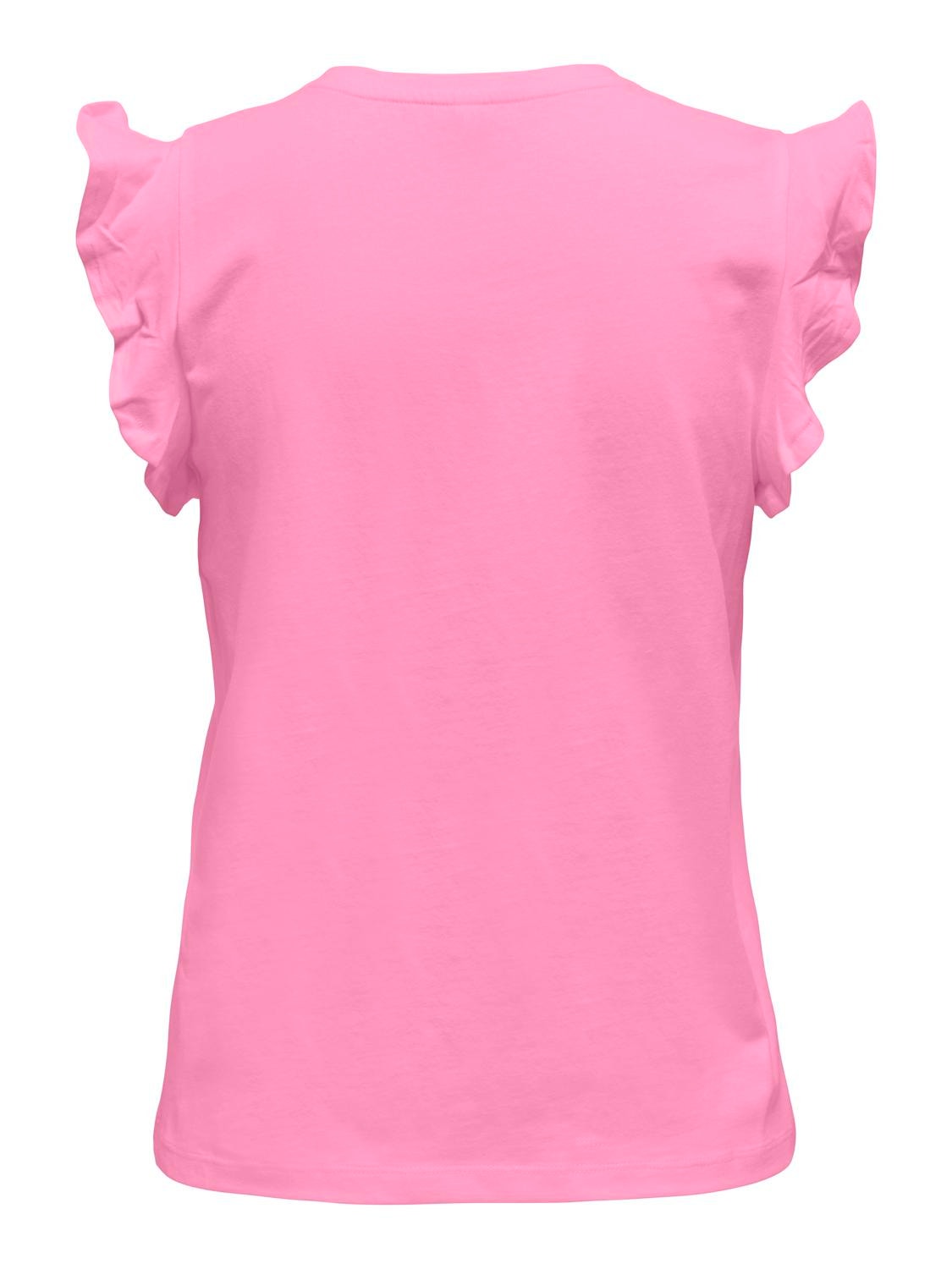 ONLY V-neck Ruffle Top -Begonia Pink - 15252469