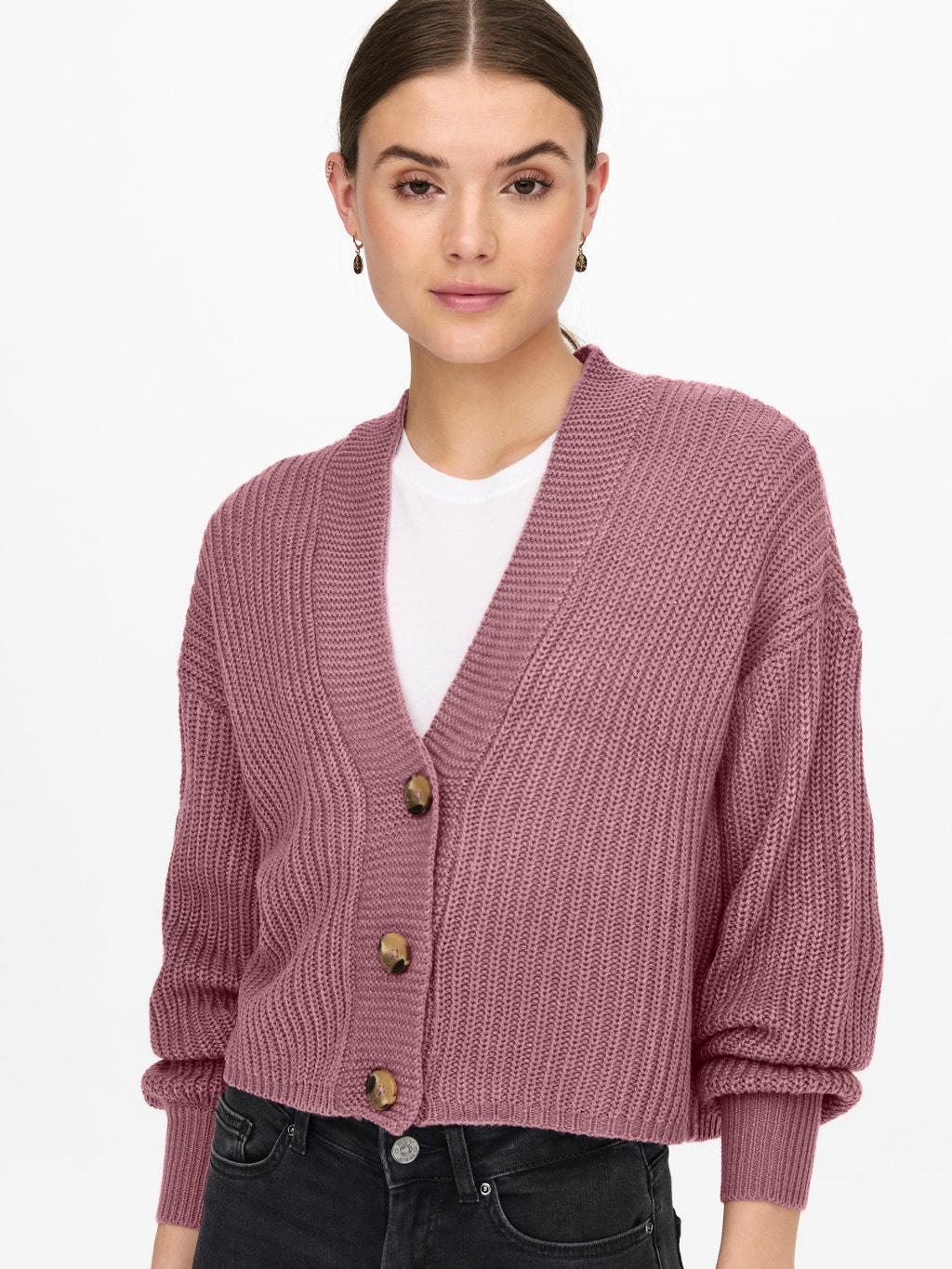Solid colored Knitted Cardigan | Medium Purple | ONLY®