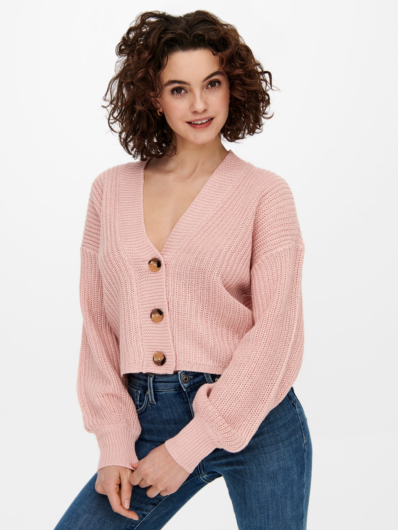 ONLY Couleur unie Cardigan en maille -Rose Smoke - 15252685