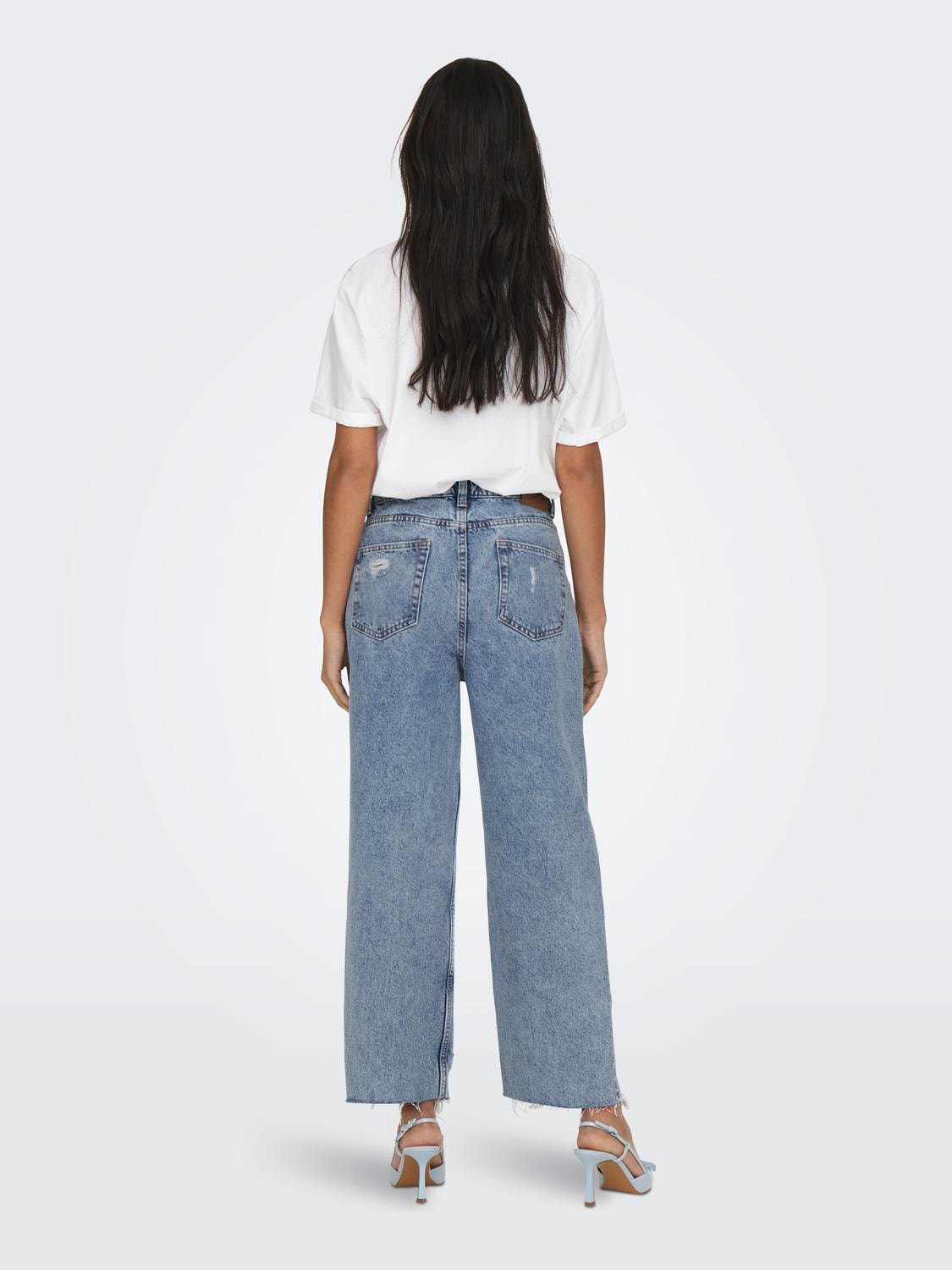 ONLY Straight fit High waist Versleten zoom Jeans -Medium Blue Denim - 15252688